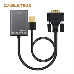 Cavo adattatore da VGA a HDMI, colore nero, lunghezza 15 centimetri