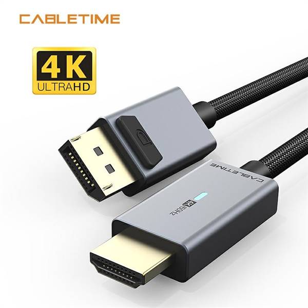 Cavo convertitore DP a HDMI 4k/30Hz, connettori placcati in oro, lunghezza 1,8 metri, colore nero