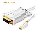 Mini Display Port to DVI cable,Gold plated, White, 1.8 m
