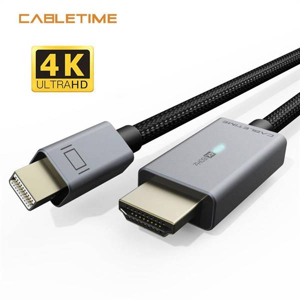 Mini Display Port to HDMI 4k/30Hz Cable, Black, 1,8m