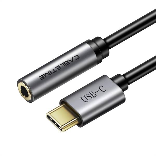 Cavo estensione da USB-C a Audio F, colore nero, lunghezza 10 centimetri