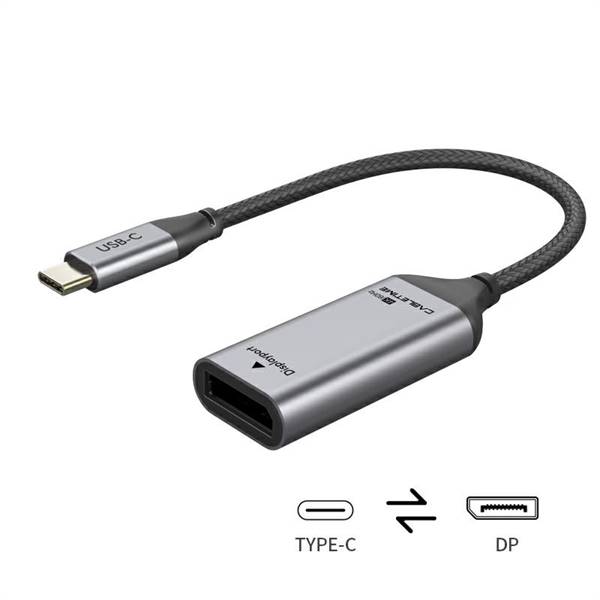Adattatore coassiale USB-C a DP 4k/60Hz, colore grigio, lunghezza 20 centimetri