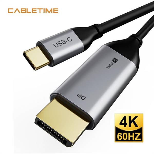 Cavo TPE adattatore da USB-C a DP 4k/60Hz, colore nero, lunghezza 1,8 metri