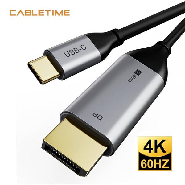 USB-C to Displayport 4k60Hz TPE Cable, Black, 1,8m