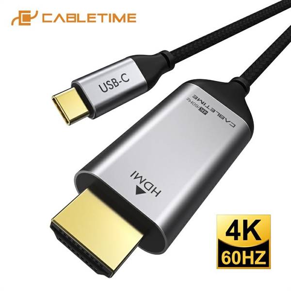 Cavo coassiale da USB-C a HDMI 4k/60Hz, colore argento, lunghezza 1,8 metri