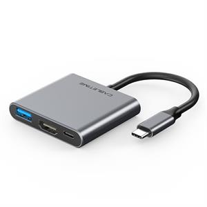 Docking station 3 in 1 USB-C a HDMI+ USB3.0+USB-C, lunghezza cavo 15cm, colore space grey