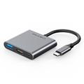 Docking station 3 in 1 USB-C a HDMI+ USB3.0+USB-C, lunghezza cavo 15cm, colore nero