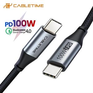 Cavo USB-C a USB-C 2.0 ricarica PD 100W e-mark, colore nero, lunghezza 2 metri