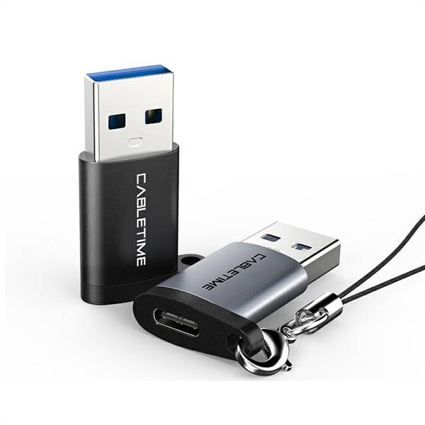 Adattatore USB-A maschio a USB-C femmina, velocità 5Gbps, colore space grey