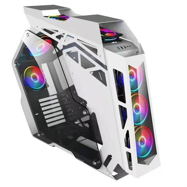 Case gaming con 7 ventole ARGB, struttura in metallo e vetro temperato,  colore bianco - Case - Mach Power