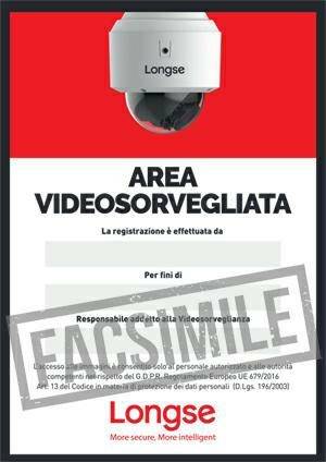 Cartello area videosorvegliata PVC Adesivo Longse