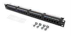 Patch panel UTP Cat6A 24 porte RJ45 per armadi rack da 19, colore nero