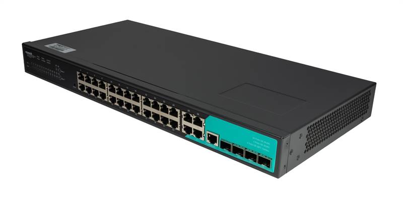 Switch layer 2, 28 porte gigabit, 4 porte SFP, 1 porta console managed, per armadi rack 19