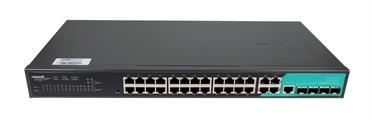 Switch layer 2, 28 porte gigabit, 4 porte SFP, 1 porta console managed, per armadi rack 19