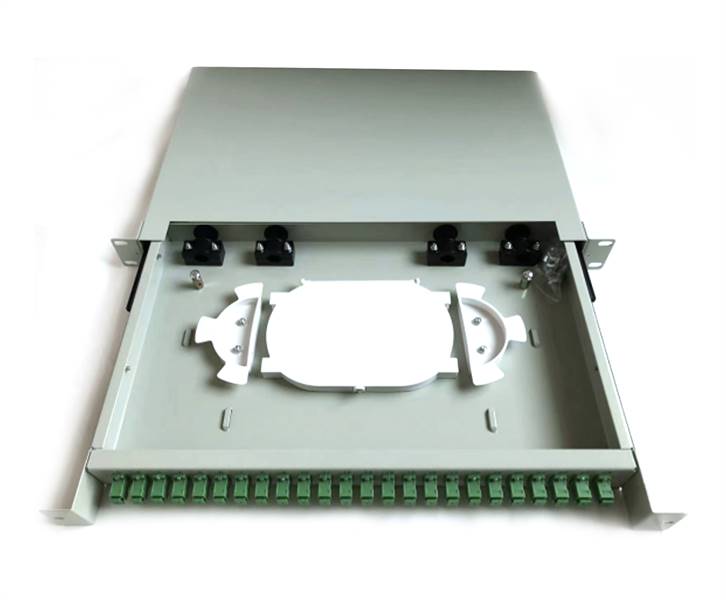 Patch panel estraibile per connessioni  a fibra ottica installazione rack 19 1 unità, 430x285 mm