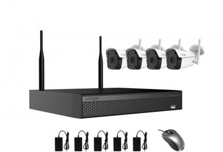 Kit WiFi 4 canali,1 NVR/Wi-Fi,4 videocamere bullet IP Wi-Fi da 5MP,con ottica da 3,6mm