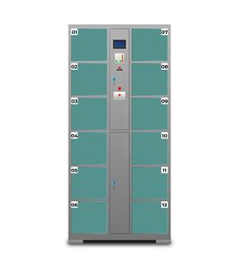 Casellario Smart 12 comparti con funzione di apertura automatica con codice di sicurezza e sistema per la ricarica di laptop e tablet
