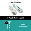 Multipresa schiacciata 6 posti 10/16A bipasso
