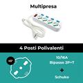 Multipresa 4 posti 10/16A bipasso/schuko con interruttori dedicati e generale