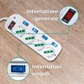 Multipresa 4 posti 10/16A bipasso/schuko con interruttori dedicati e generale