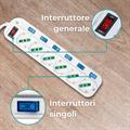 Multipresa 6 posti 10/16A bipasso/schuko con interruttori dedicati e generale