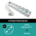 Multipresa 6 posti 10/16A bipasso/schuko con interruttore luminoso di accensione