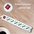 Multipresa 6 posti 10/16A bipasso/schuko con interruttore luminoso di accensione