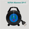 Prolunga elettrica con avvolgicavo da 5 metri dotata di 2 prese 10/16 A 2P+T bipasso