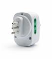 Adattatore rotante con spina 10A, con 2 prese 16A 2P+T bipasso e 1 presa bipasso/schuko