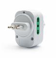 Adattatore rotante con spina 10A, con 2 prese 16A 2P+T bipasso e 1 presa bipasso/schuko