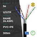 Matassa U/UTP CAT. 5e Rame 0.50mm 24AWG 305m PVC+PE Nero, da esterno, CPR Fca (PASS FLUKE)