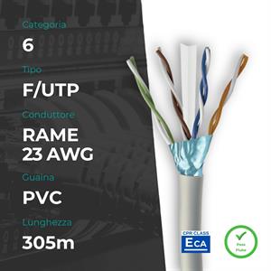 Matassa F/UTP CAT. 6 Rame 0.56mm 23AWG 305m PVC Grigio CPR Eca (PASS FLUKE)