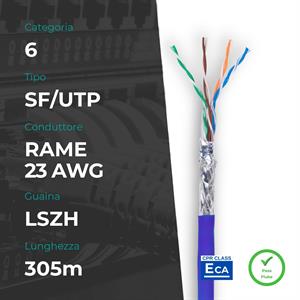 Matassa SF/UTP CAT. 6 Rame 0.57mm 23AWG 305m LSZH Viola CPR Eca (PASS FLUKE)