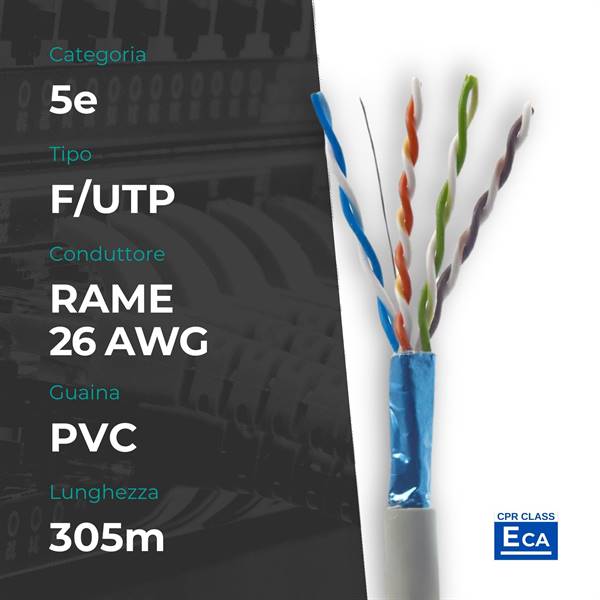 Matassa F/UTP CAT. 5e Rame 0.45mm 26AWG 305m PVC Grigio CPR Eca