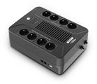 Gruppo di continuità 850VA/510W,Linea Active Plug,8 uscite Schuko (4 protezione da sovratensioni e 4 con battery backup e protezione da sovratensioni,1 batteria 12V/8Ah,1 porta USB, 2 porte TEL/MODEM