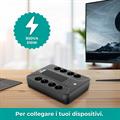 Gruppo di continuità 850VA/510W,Linea Active Plug,8 uscite Schuko (4 protezione da sovratensioni e 4 con battery backup e protezione da sovratensioni,1 batteria 12V/8Ah,1 porta USB, 2 porte TEL/MODEM