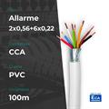 Matassa Cavo Allarme CCA 2*0,5+6*0,22mm 100m PVC Bianco CPR Eca
