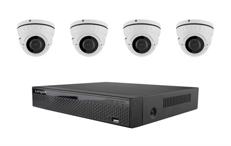 Kit 4 Telecamere IP 2Mpx dome varifocal POE + 1 NVR 9CH - 4 canali POE (Hard disk non incluso)