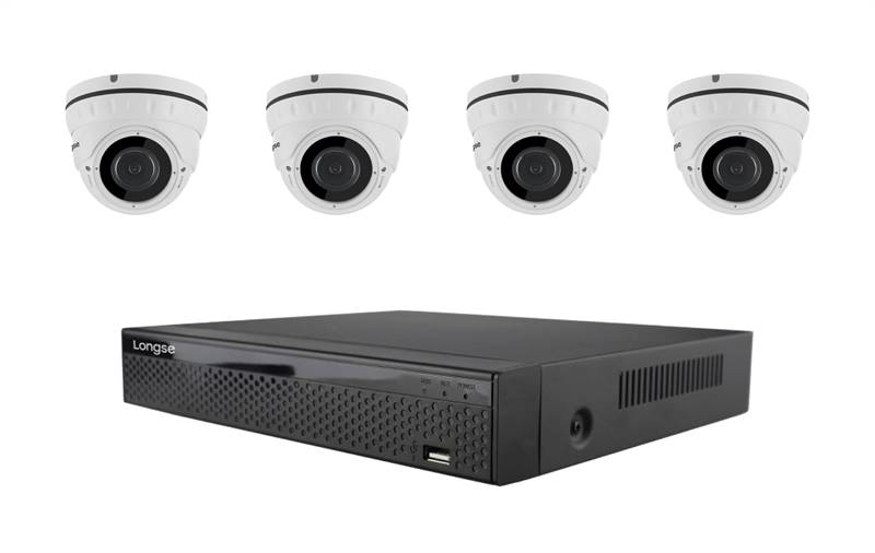 Kit 4 Telecamere IP 2Mpx dome varifocal POE + 1 NVR 9CH - 4 canali POE (Hard disk non incluso)