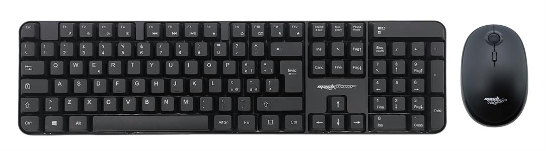 Kit Tastiera e Mouse Wireless 2.4GHz, tastiera full size ultra sottile, mouse ottico 1600DPI