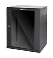 Rack a parete 12 unità 600x450x640 con 1 ventola e 4 montanti, laterali removibili, colore nero