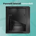 Rack a parete 15 unità 600x450x790 con 1 ventola e 4 montanti, laterali removibili, colore nero