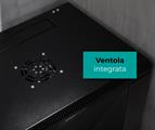 Rack a parete 15 unità 600x450x790 con 1 ventola e 4 montanti, laterali removibili, colore nero