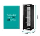 Rack a pavimento 22 unità 600x600x1100 con 2 ventole, 4 ruote e 4 montanti, laterali removibili, colore nero