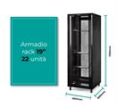 Rack a pavimento 22 unità 600x800x1100 con 4 ventole, 4 ruote e 4 montanti, laterali removibili, colore nero
