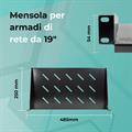 Mensola a sbalzo per armadi rack 19 profondità 250mm, 1 unità, colore nero