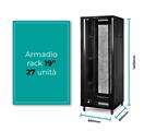 Rack a pavimento 27 unità 600x600x1400 con 2 ventole, 4 ruote e 4 montanti, laterali removibili, colore nero