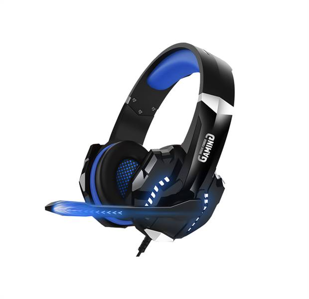 Cuffie e microfono gaming con attacco USB e jack audio da 3,5mm colore nero/blu