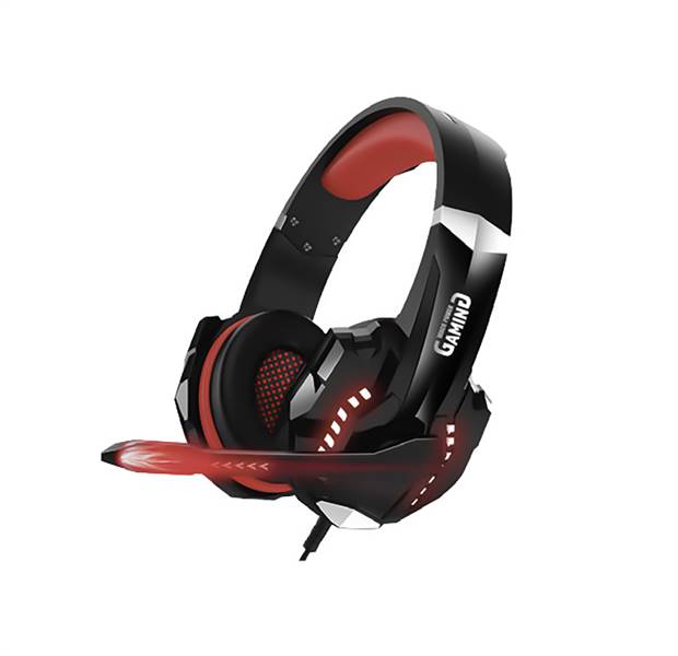 Cuffie e microfono gaming con attacco USB e jack audio da 3,5mm colore nero/rosso