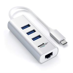 HUB USB type-C 3 porte USB 3.0, 1 porta RJ45 Gigabit, cavo integrato